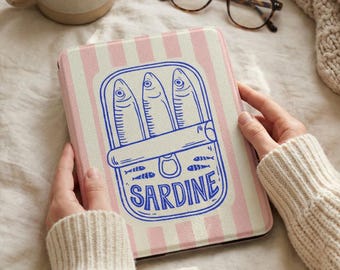 Sardine Can Illustration Kindle Case | Pink Stripe eReader Cover