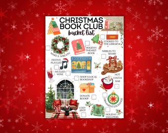 Christmas Book Club Bucket List: Illustrated Holiday Party Checklist (Digital Download)
