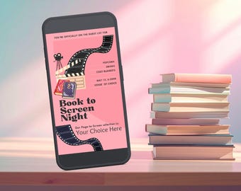 Editable Book Club Digital Invitation / Book to Screen Night