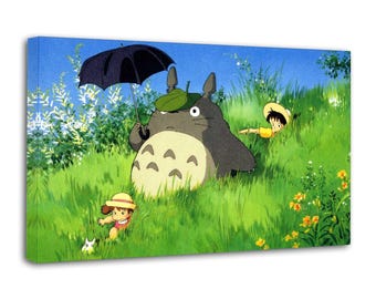 Lienzo impreso de anime de Mi Vecino Totoro: Póster de arte mural del Studio Ghibli japonés