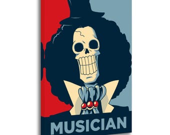 One Piece Brook Musiker Anime Leinwanddruck - Kunst / Poster