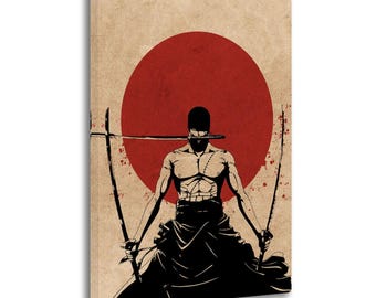 Zorro One Piece Leinwanddruck: Anime Wand Kunst Poster, japanischer Krieger Dekor