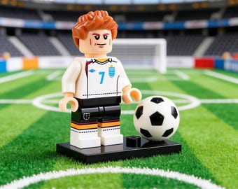 David Beckham England Minifigure, Soccer Icon Collectible Display Model, White 7 Jersey