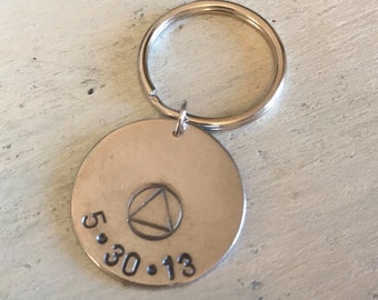 Sobriety Gift.  Sobriety Anniversary. Sobriety key chain. Sobriety date key chain. Sober Recovery. AA Gift. Recovery Gifts.