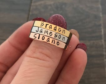 SALE! Stackable name ring. Children name ring. Mother's Ring. Mommy rings. Valentine gift. Stacking Ring Set. Engraved ring. Mother's day