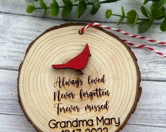 Memorial Ornament. Loss of loved one. Cardinal Ornament. Personalized Christmas Ornaments. Name ornament. 2023. Wood ornament.