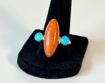 Desert Rose Trading DTR-mijnvondsten sterlingzilveren ring koraal en turkoois van Jay King - maat 9