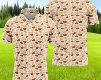 Beige Ladies Chest Polo Shirt, Men's Funny Shirts, Fun Shirts For Men, Summer Button Up, Beach Party Outfit, Ladies Chest Hawaiian Shirt