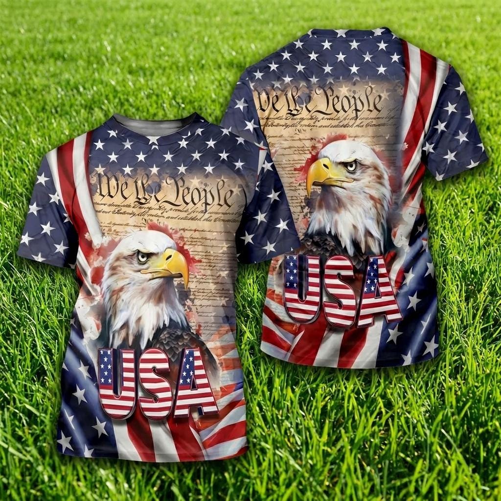 Discover We The People Bald Eagle USA 250th Anniversary Shirt, Men's Funny Shirts, Fun Golf Shirts For Men, Summer Button Up, Beach Party Outfit