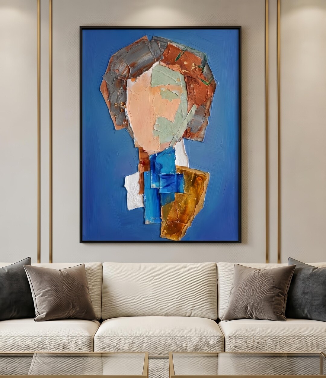 Portrait Original Textured Oil Painting, Face Large Abstract Wall Art ...