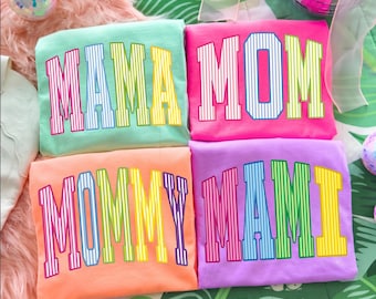 Trendy Mama Seersucker Stripes Bundle Png, Colorful Mama Summer Printable Design, Stylish Women’s Graphic Digital Download