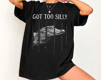 Funny Got Too Silly Alligator Png, Unisex Funny Animal Svg, Funny Alligator Graphic Tee, silly animal graphic tee, funny retro animal