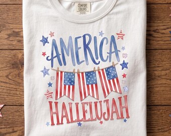 America Hallelujah PNG, 4th of July PNG, USA png, Coquette Png, Preppy Patriotic, Dtf digital