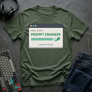 T-shirt med Prompt Engineer-motiv | Färdighetsnivå Prompt Engineer, kodning valfritt