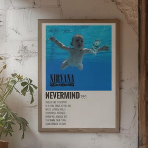 NIRVANA Poster | Nevermind 1991 Album Art | Smells Like Teen Spirit & In Bloom | Alt-Rock Legacy Print | Aquatic Rebellion Decor | Fan Gift