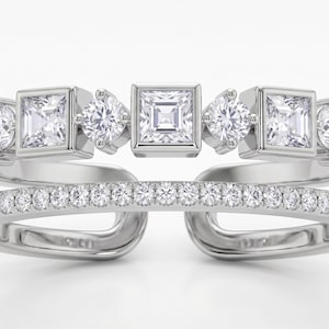 Moderne Diamant offener Schaft Ring für Frauen