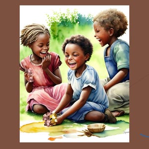 African American Art, Black Art, African American Prints, African American children, Black children, children playing