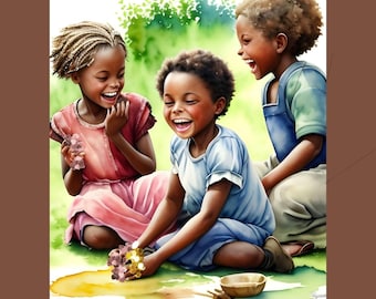 African American Art, Black Art, African American Prints, African American children, Black children, children playing