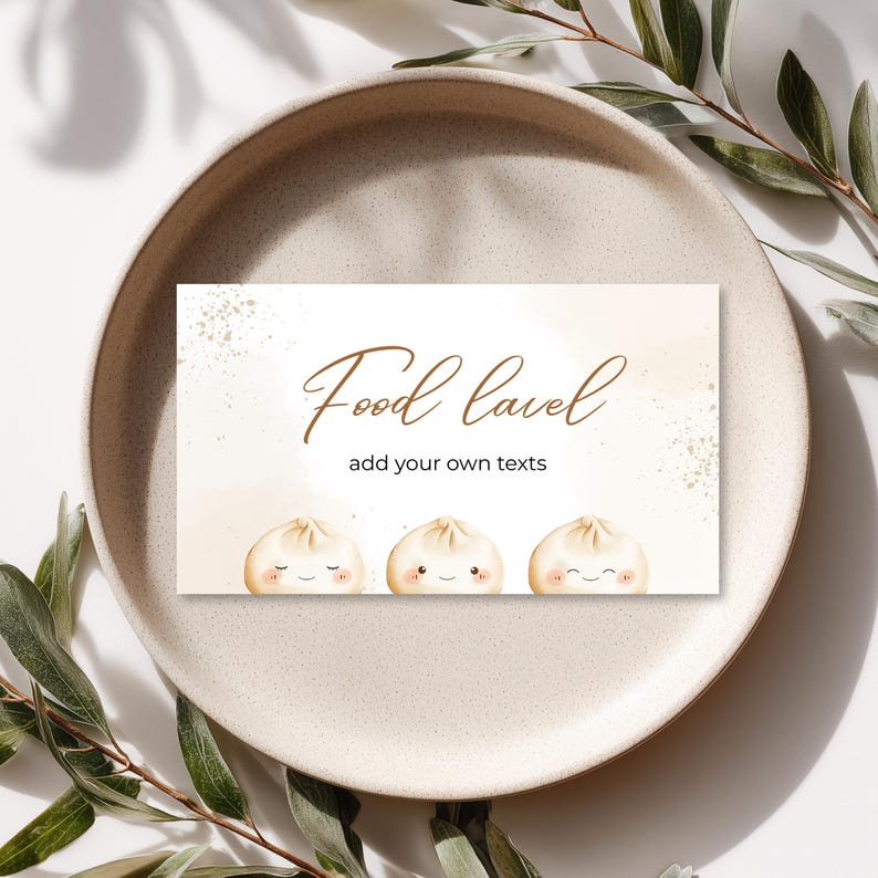 Mini Dumpling Label Dumpling Food Labels: Baby Shower Buffet Table Cards (digital Download ...