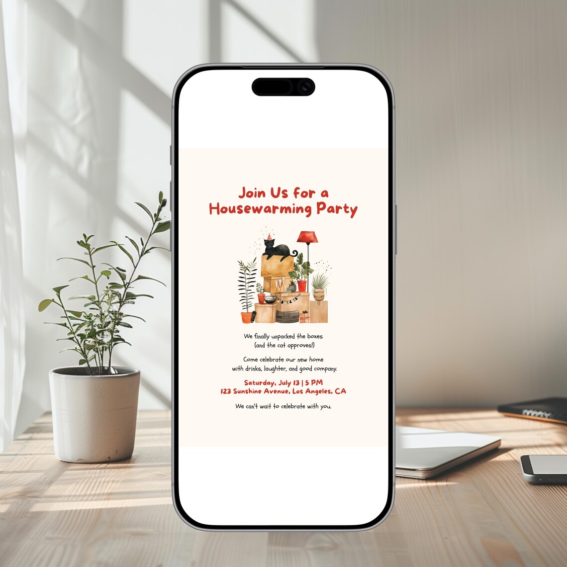 Editable Housewarming Invitation Template: Cat Moving Party Invite ...