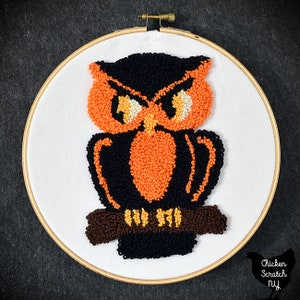 Vintage Halloween Owl Punch Needle Pattern Printable, Halloween punch needle pattern, Halloween embroidery design, Punch Needle Pattern PDF