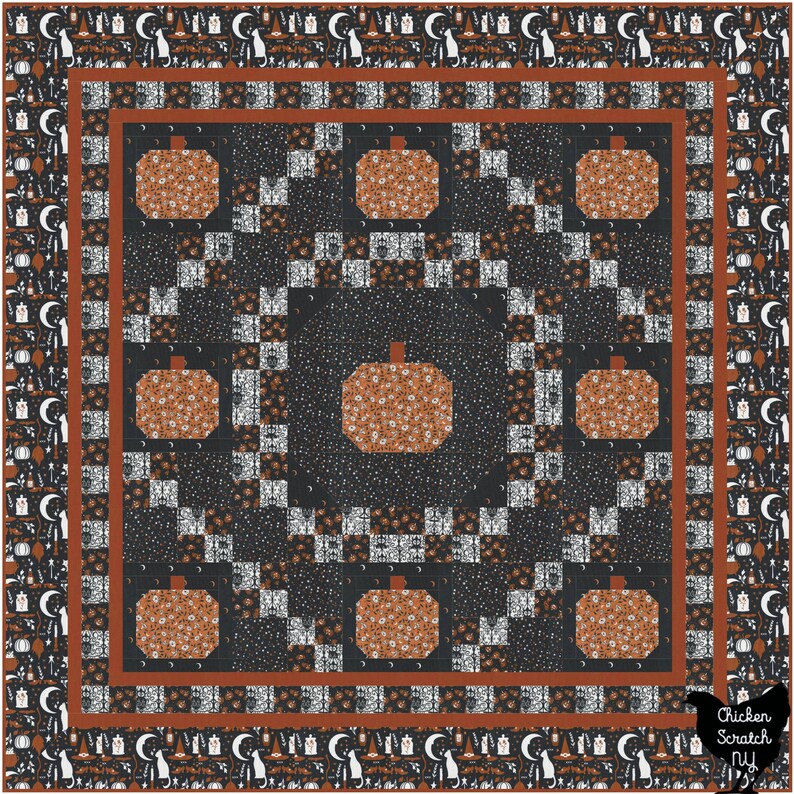Pumpkin Lattice Quilt Pattern, Autumn Throw Quilt Pattern, PDF ...
