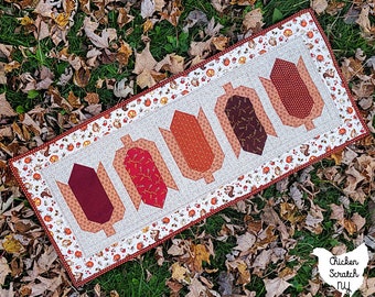 Patrón de edredón de maíz calico, patrón de edredón de otoño, patrón de edredón PDF, patrones de corredor de mesa de edredón, corredores de mesa de otoño, decoración de mesa de otoño