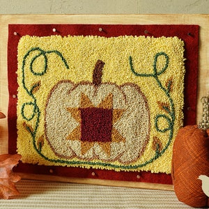 Quilt Block Pumpkin Punch Needle Pattern Printable, Autumn punch needle pattern, autumn embroidery design, Punch Needle Patterns PDF