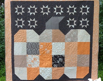 The Great Pumpkin Quilt Pattern, Layer Cake Throw Quilt Pattern, Digital Halloween Quilt Pattern, PDF Halloween Quilt Pattern