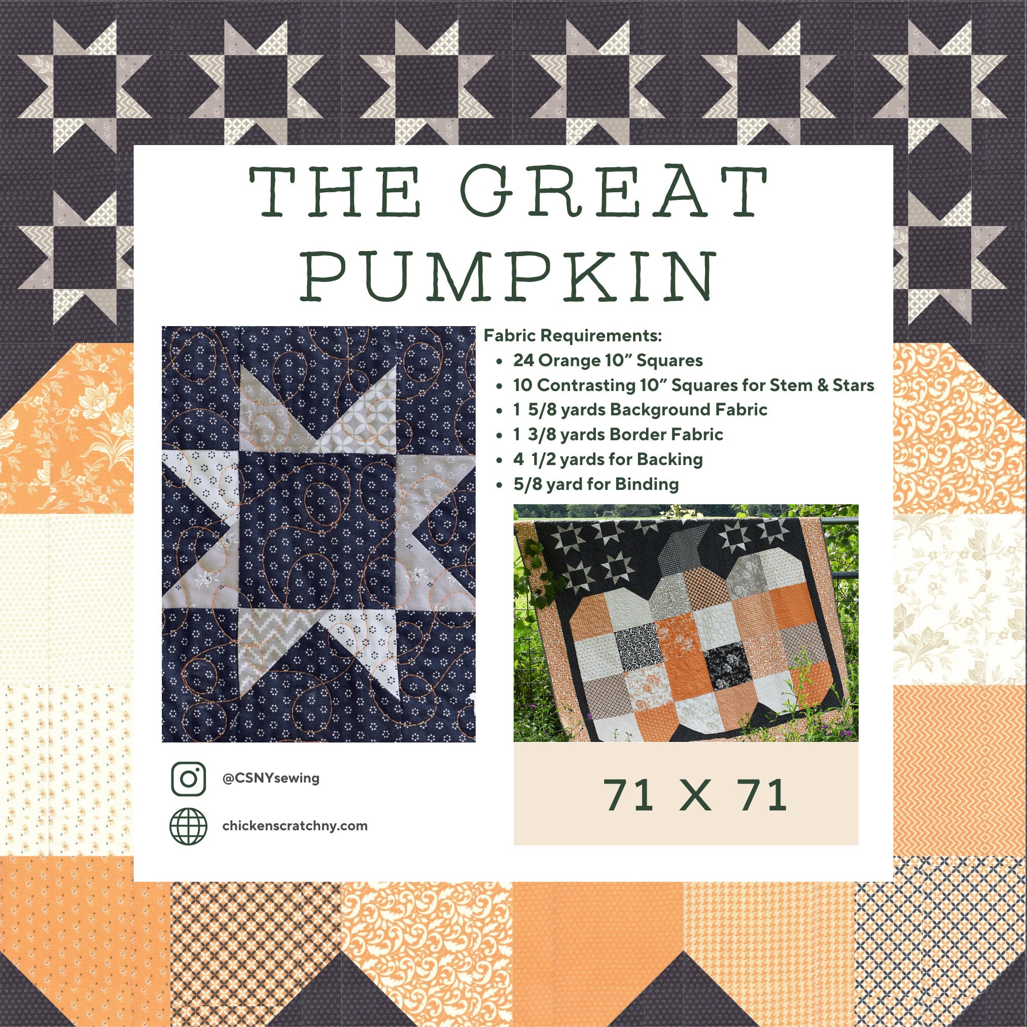The Great Pumpkin Quilt Pattern, Layer Cake Throw Quilt Pattern ...