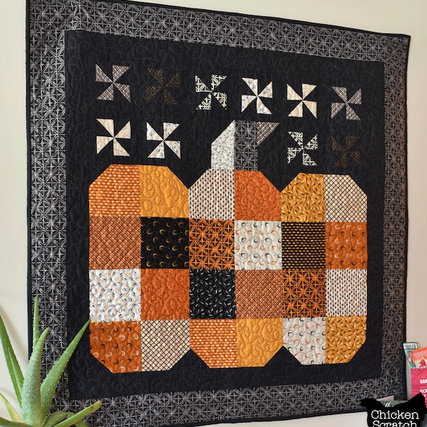 The Great Pumpkin Wall Quilt, Charm Pack Quilt Pattern, Digital PDF Pumpkin Quilt Pattern, Halloween Baby Quilt Pattern, Pumpkin Baby Quilt
