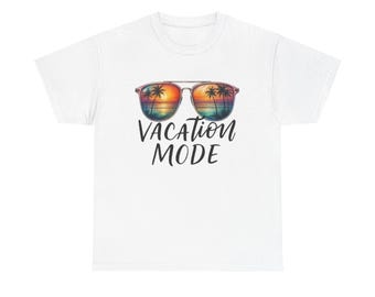 Camiseta con gafas de sol estilo vacaciones / Reflejo de palmeras tropicales, camiseta de playa de verano