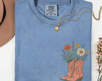 Cowgirllaarzen png, wilde bloemen western png, retro land png-ontwerp, ontwerp rodeomeisje, esthetisch ontwerp boerenmeisje, western grafisch
