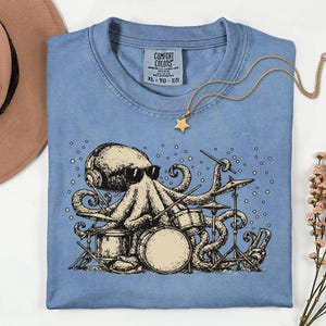 Octopus Drummer PNG, Funny Drumming Octopus Digital Download, Musician Gift, Music Lover Art, Sublimation PNG