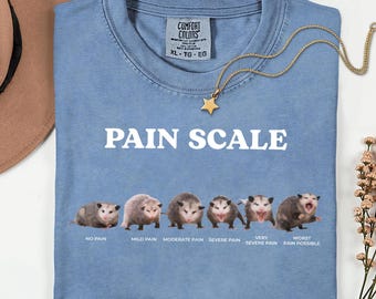 Opossum pijn schaal PNG, grappige verpleegster png-ontwerp, opossum medische humor ontwerp, SEH-verpleegkundige digitaal, student verpleegkunde ontwerp, losgeslagen meme-afbeelding