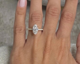 Anillo de compromiso/anillo solitario nupcial de diamante cultivado en laboratorio, talla marquesa, de 3,50 quilates, regalo para mamá, esposa, para ella, claridad VVS1.