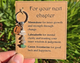 Personalized Graduation Keychain - Crystal Gemstone Keyring New Job New Home Gift
