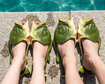 Viral Fish Slippers | Funny Animal Slides | Creative Prank Gift for Him/Her | Matching Family Slides | Eye-Catching Statement Piece