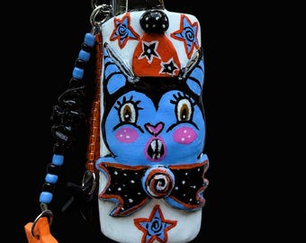 Funda para encendedor Bic con diseño de murciélago de Halloween, hecha a mano, estilo vintage / Estuche para encendedor / Arte esculpido / Regalo coleccionable único / Adornos para bolsos / Y2K / De moda