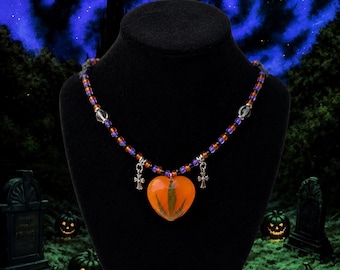 Collar con dije de corazón hecho a mano / Joyería de cuentas estilo Fairycore Y2K, accesorios para festivales y raves (20-22")