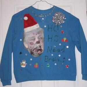 Zombie Trump Ugly Christmas Sweater Sweatshirt Women&#39;s Large Free Shipping