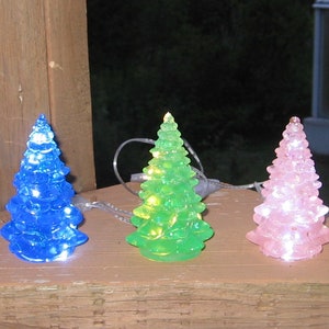 Resin LED Lighted Christmas Tree Holiday decor Night Light Custom Colors available