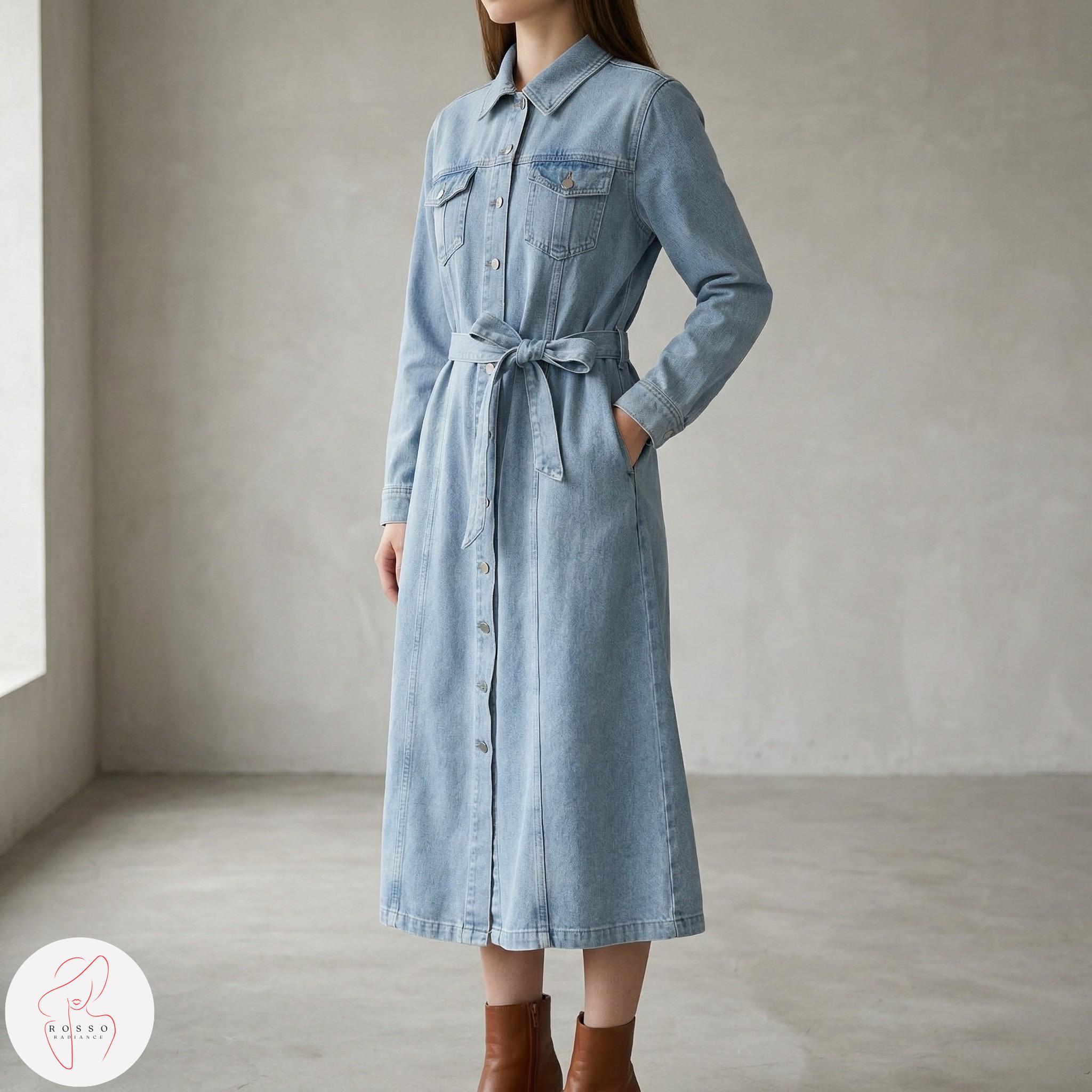 Denim Maxi Shirt Dress - Etsy