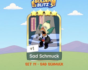 Monopoly Go GOLDEN BLITZ Sad Schmuck Sticker Set 14 - Fast Delivery