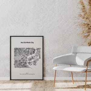 Ho Chi Minh Stadt Distrikt 1 Karte Drucken, minimalistische Vietnam Wandkunst (Digitaler Download)