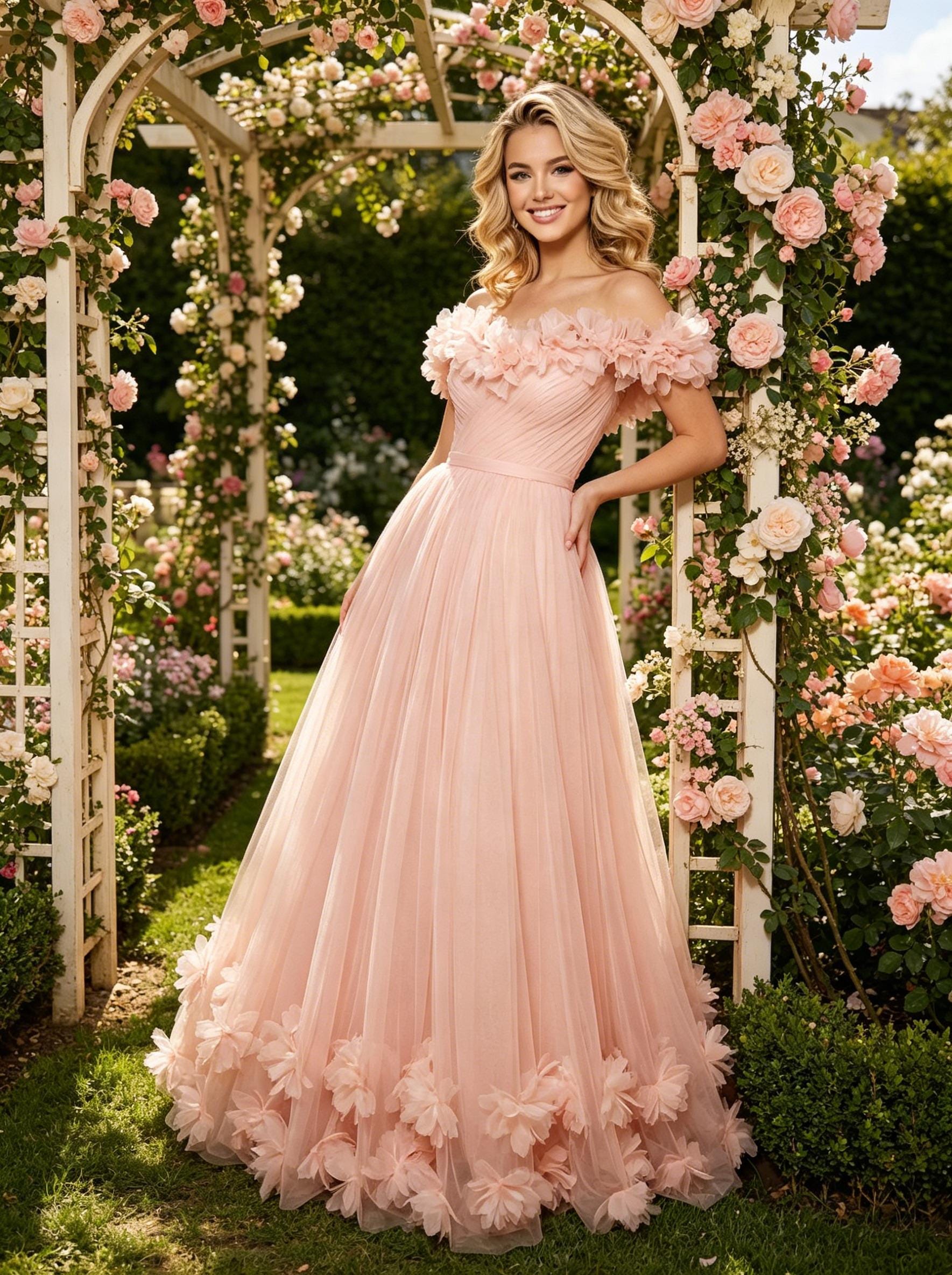 knee length dresses for ladies Pink Tea Length Satin Dress Off-the-shoulder – Lisposa