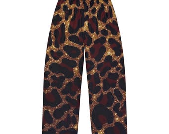 Glitter Leopard Print Pajama Pants | All-Over Print Lounge Bottoms