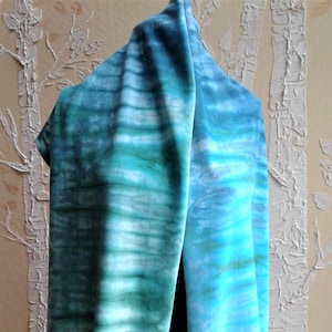 Hand Dyed Cotton Rayon Velvet Scarf in Turquoise, Teal, Sea Grass, Green, Seafoam