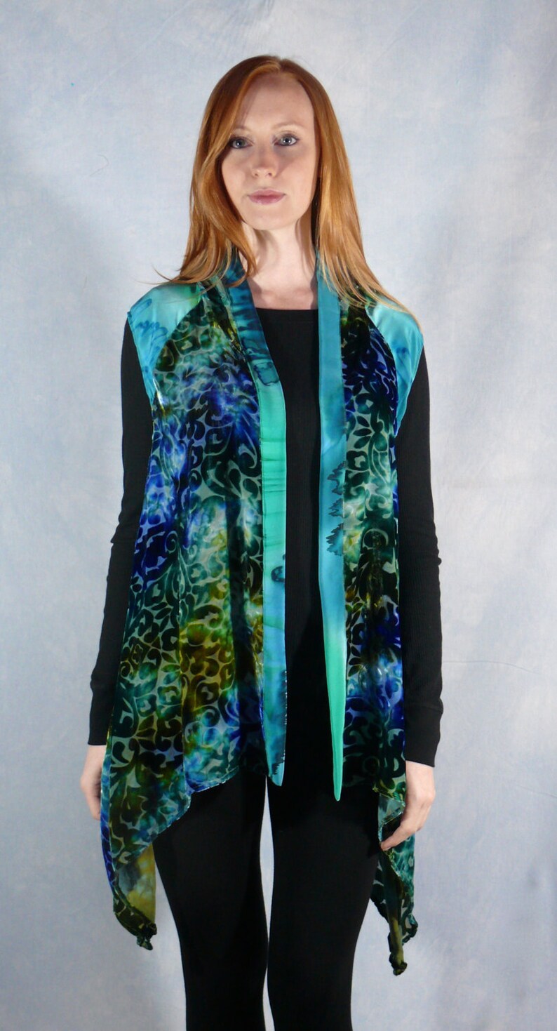 Womens Tunic/vest of Devore Velvet Hand Dyed Silk Trimmed Etsy