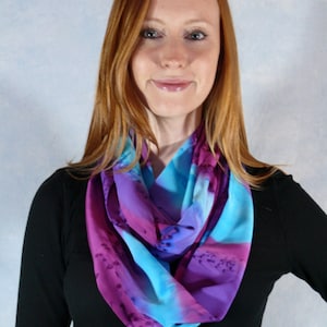 Infinity Silk Scarf Turquoise, Purple and Plum